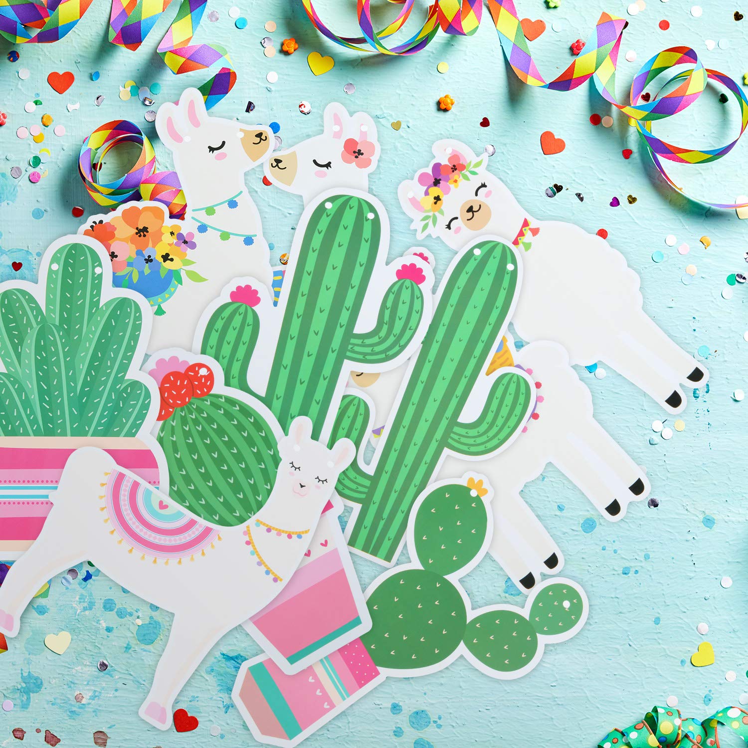 3PCS Llama Party Garland with Cacti Decor - Mexican Fiesta Theme Birthday, Graduation & Cinco de Mayo Party Supplies | Perfect for Wall Decor, Photo Backdrops & Themed Celebrations
