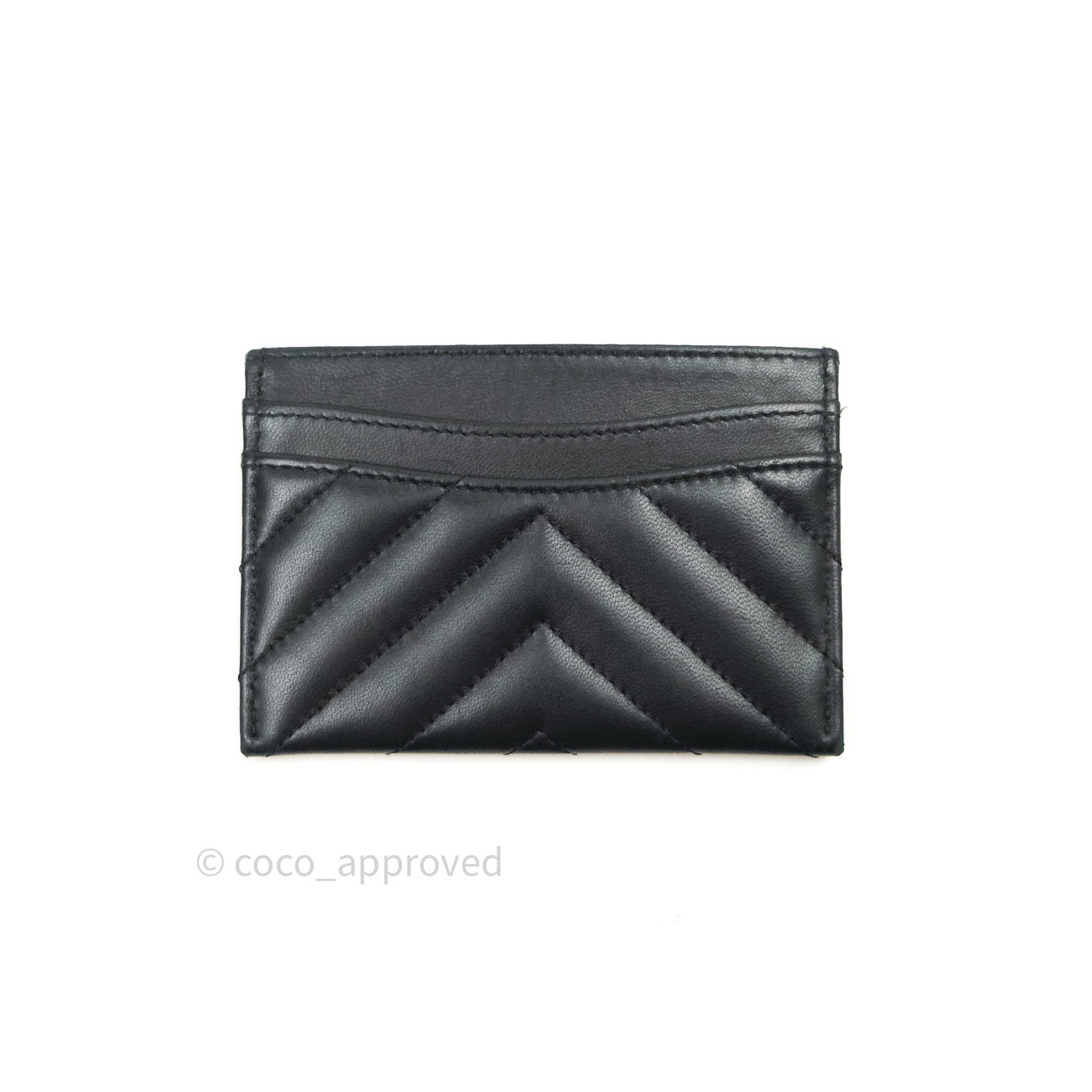 Chanel Chevron Classic Black Lambskin Card Holder with Gold Hardware - Slim Wallet for Women, Perfect for Everyday Use & Travel