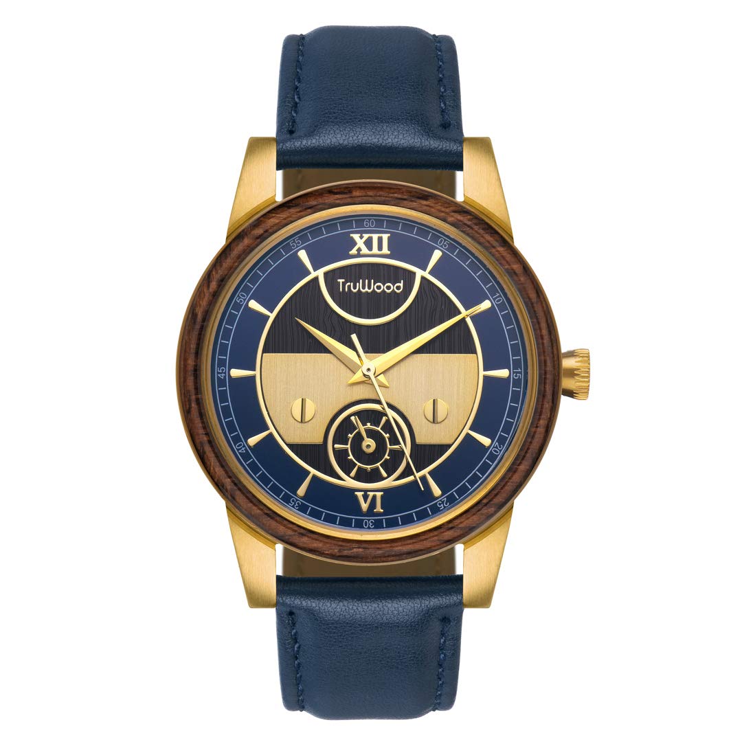 TruWood Voyager Men's Wooden Watch - Premium Wood & Metal Band Quartz Movement Wristwatch for Men - Perfect for Outdoor Adventures, Business Meetings & Casual Wear