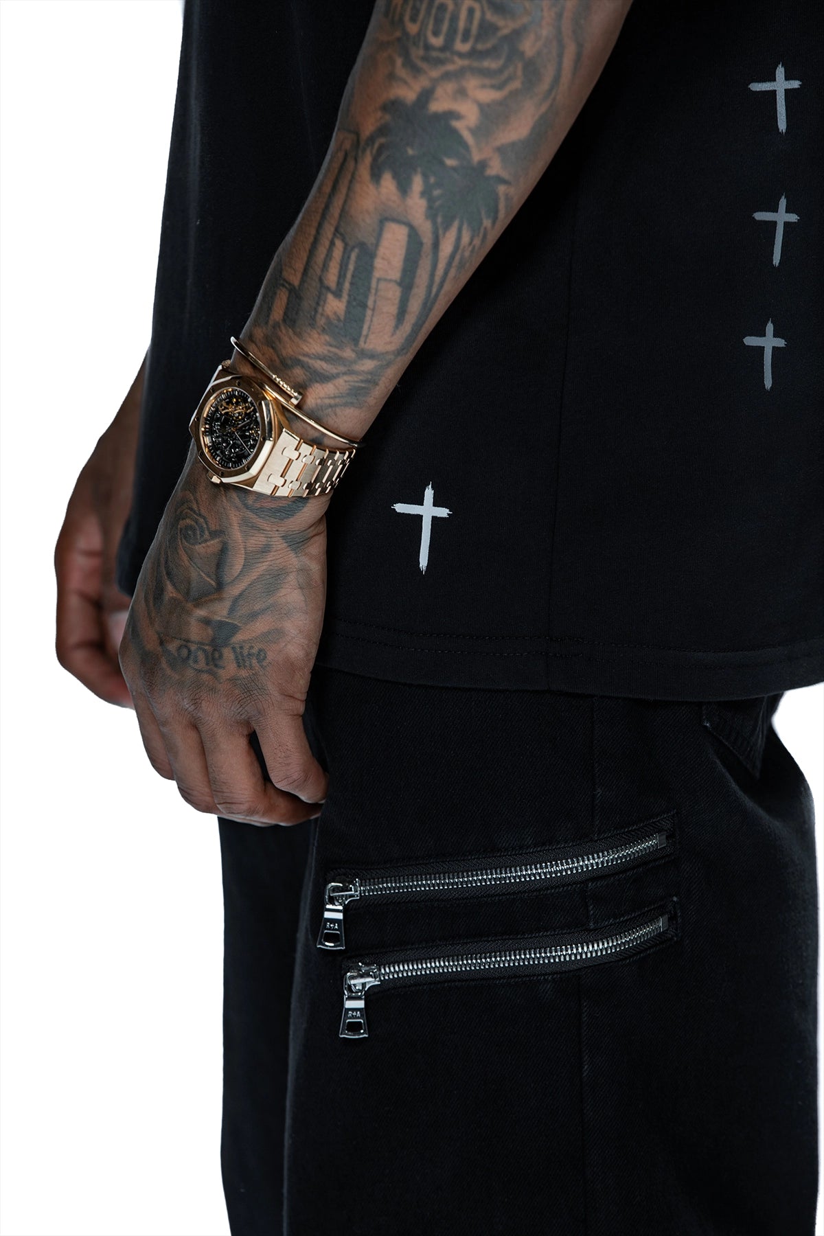 Liam Short Sleeve T-Shirt for Men | Black DDG Grid Print | Casual Wear & Street Style Outfits