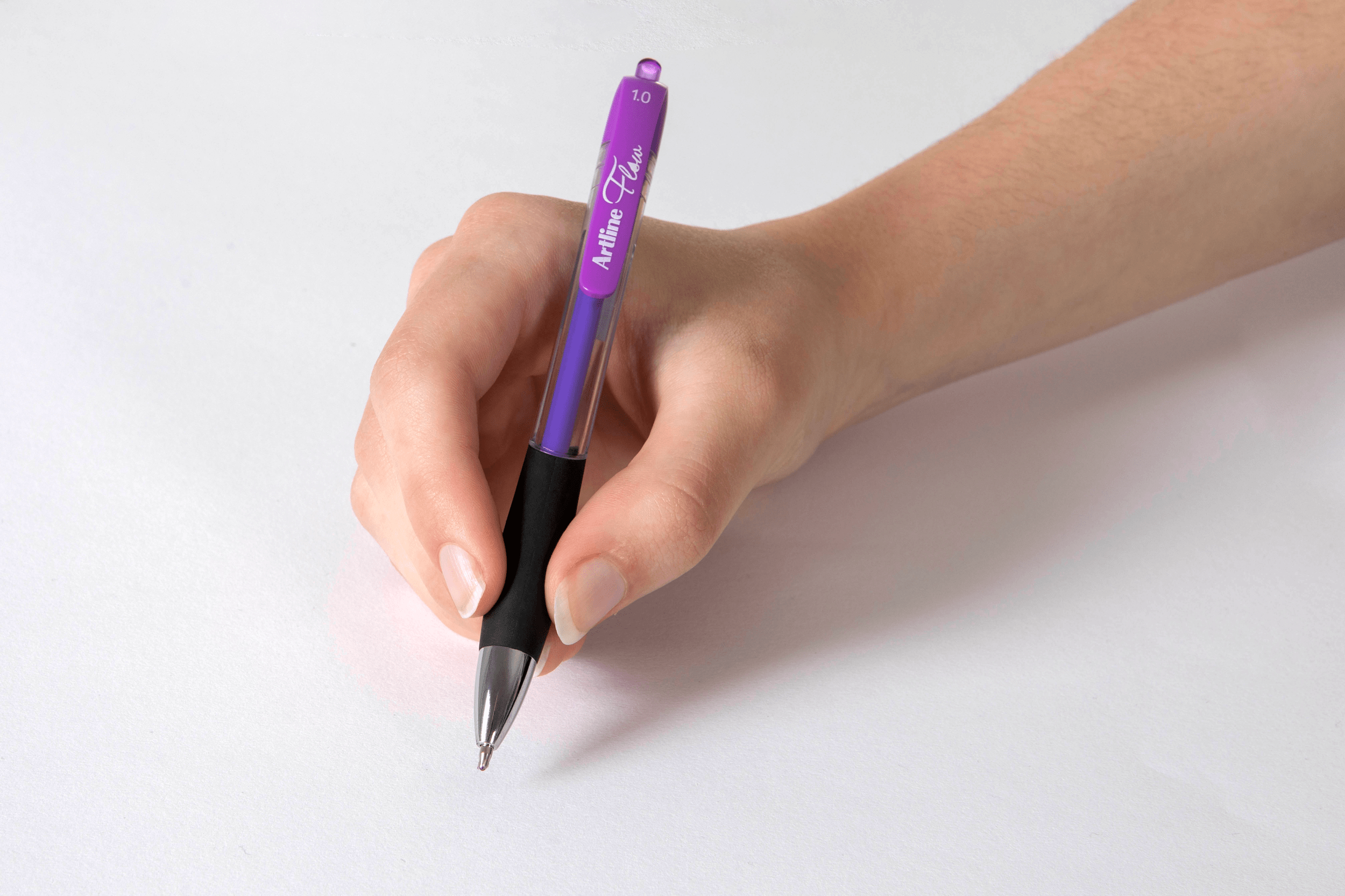 Artline Flow Retractable Ballpoint Pens - 12 Pack Purple Ink Pens for Smooth Writing | Ideal for Office, School & Home Use