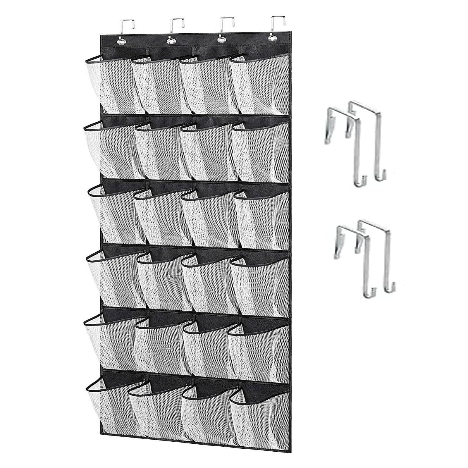 Over the Door Shoe Organizer - 24 Pocket Clear Mesh Hanging Shoe Storage for Closet, Entryway & Cabinet - Space Saving Breathable Wall Holder for Sneakers, Sandals & Boots | Perfect for Small Apartments, Dorm Rooms & Organized Home Storage