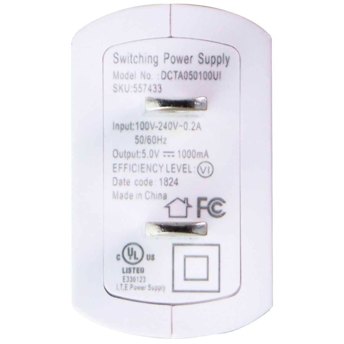 5V/1A USB Wall Charger Power Adapter - Fast Charging Plug for Smartphones, Tablets & More - White (DCTA050100UI) - Perfect for Home, Office & Travel Use