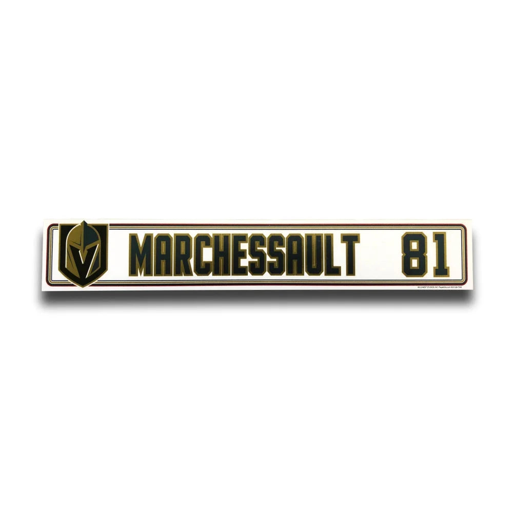 Jonathan Marchessault Authentic Vegas Golden Knights Locker Room Nameplate - NHL Hockey Player Memorabilia for Fans & Collectors - Perfect for Man Cave, Sports Bar & Game Room Decor