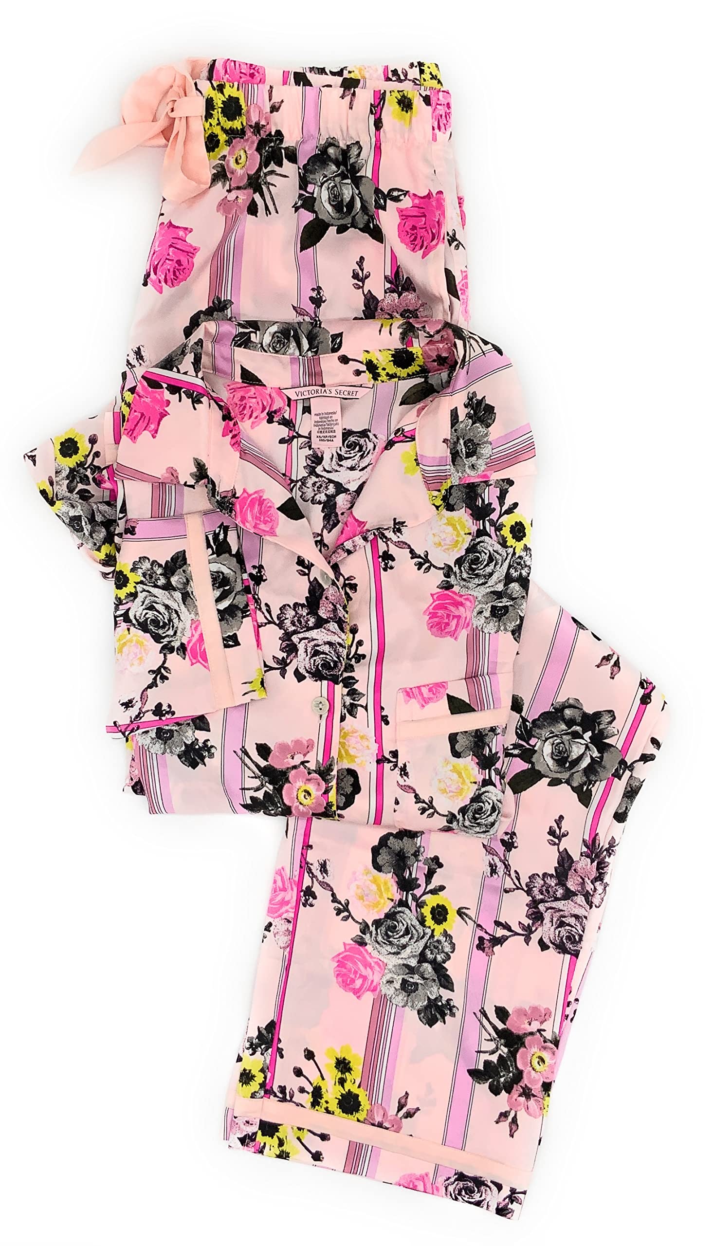 Victoria's Secret Women's Satin Long Pajama Set - Soft & Luxurious Sleepwear for Comfortable Nights - Perfect for Relaxing at Home, Gift Giving & Cozy Bedtime
