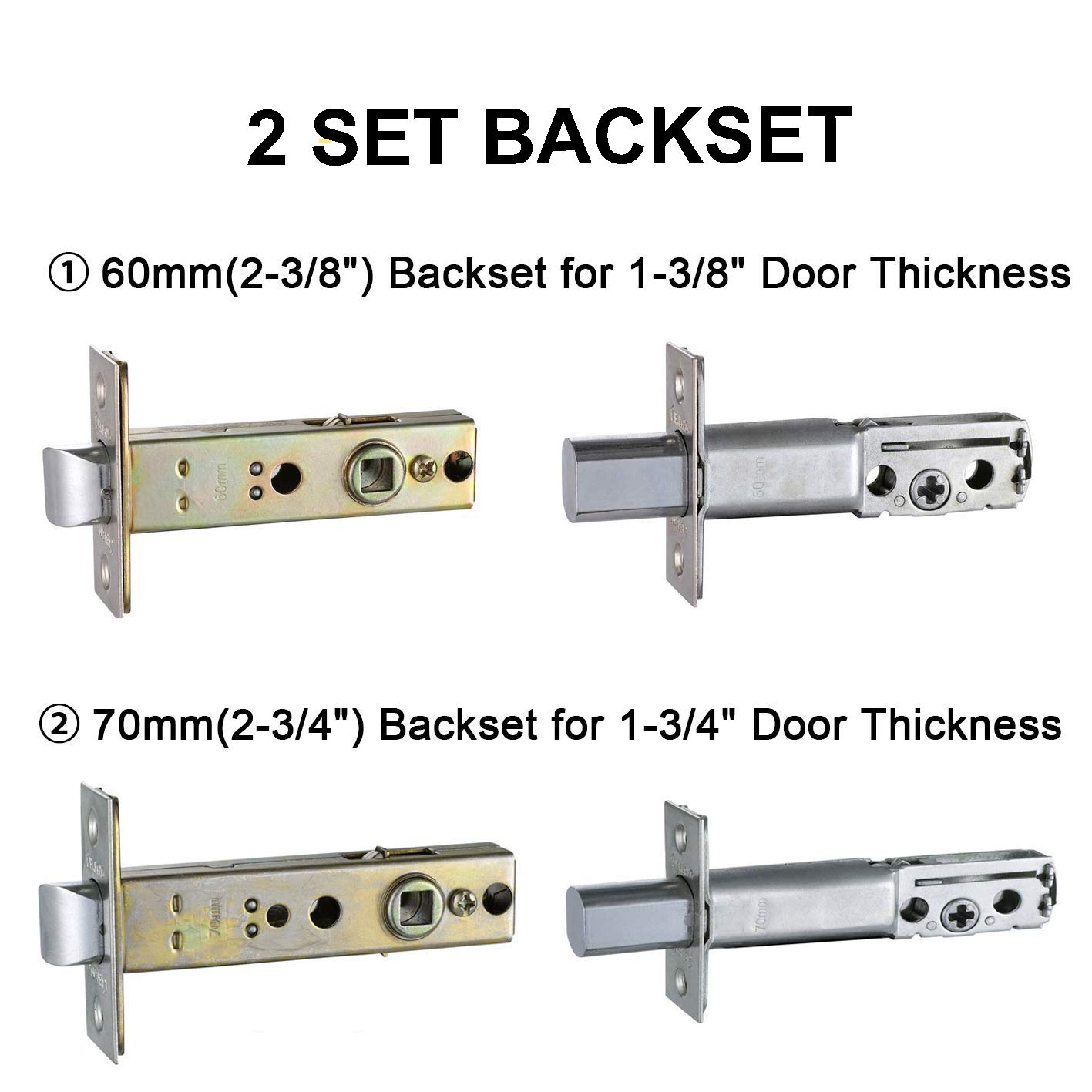Matte Black Double Door Handle Set with Lever - Keyed & Dummy Entry Door Hardware (ZSCY-MDHST2018DB-SET) - Perfect for Modern Homes, Offices & Commercial Buildings
