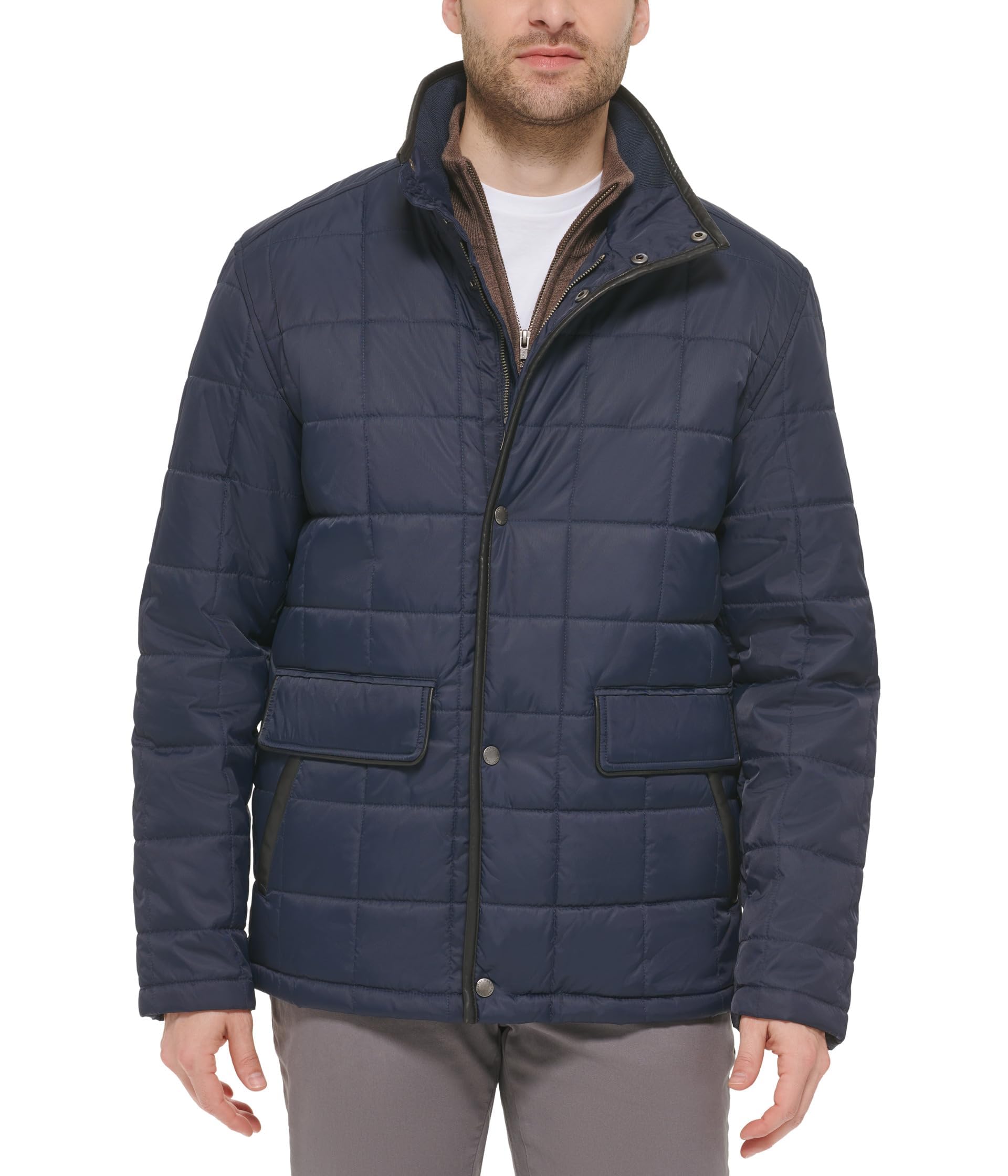Cole Haan Men's Box Quilted Jacket - Lightweight Quilted Puffer Coat for Winter, Water-Resistant & Warm - Perfect for Outdoor Activities, Travel & Casual Wear