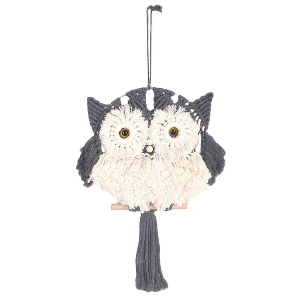 EXCEART Bohemian Owl Macrame Wall Hanging - Handwoven Decorative Wall Art with Black Trim for Bedroom, Living Room, Nursery | Perfect for Boho Home Decor, Gift & Wall Backdrop