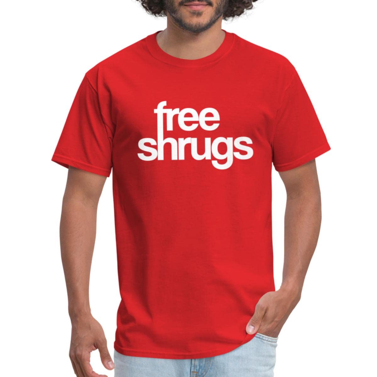 Spreadshirt Men's Free Shrugs Graphic T-Shirt - Comfortable Casual Tee for Everyday Wear, Gym, and Street Style