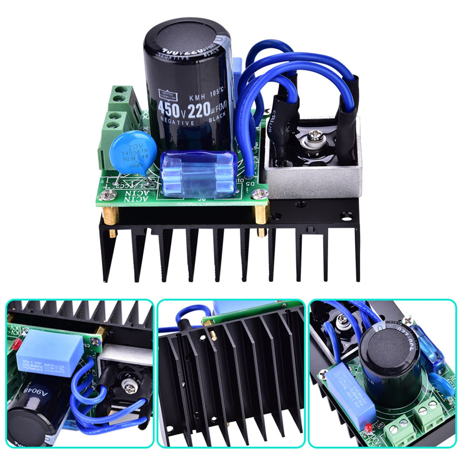Universal AC to DC Rectifier Board Module 0-220V AC Input to 0-311V DC Output - Lightning Protection & Multiple Safety Features for DIY Electronics, Power Supplies & Industrial Applications