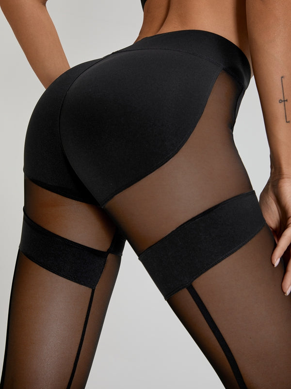 ZASUWA Women's Sexy Mesh High-Waisted Leggings for Workout, Yoga & Night Out - Tummy Control & Hip Lift Design