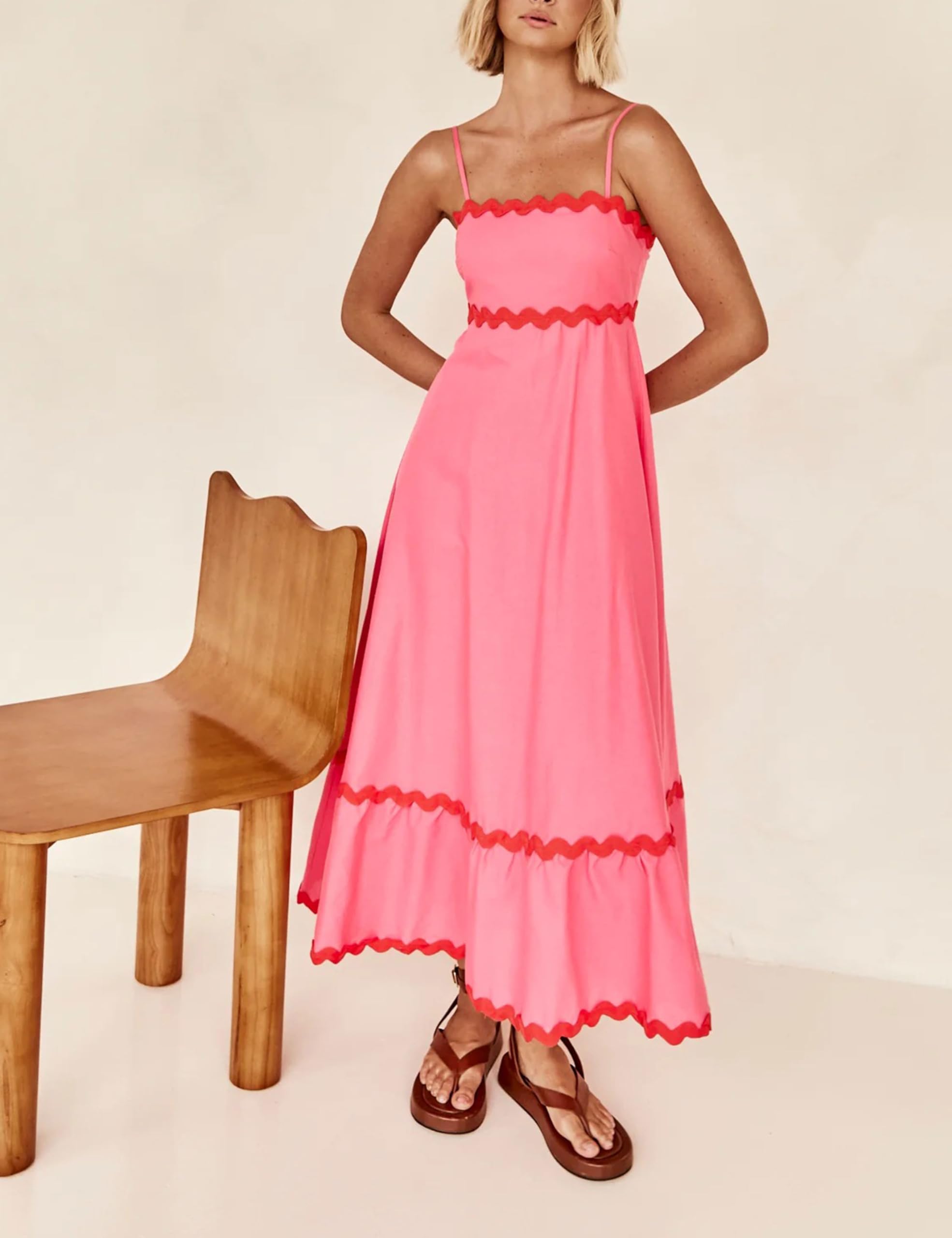 Bozanly Women's Flowy Summer Maxi Dress 2024 - Spaghetti Strap Sleeveless Smocked Beach Dress for Women | Perfect for Beach Vacations, Pool Parties & Summer Outings