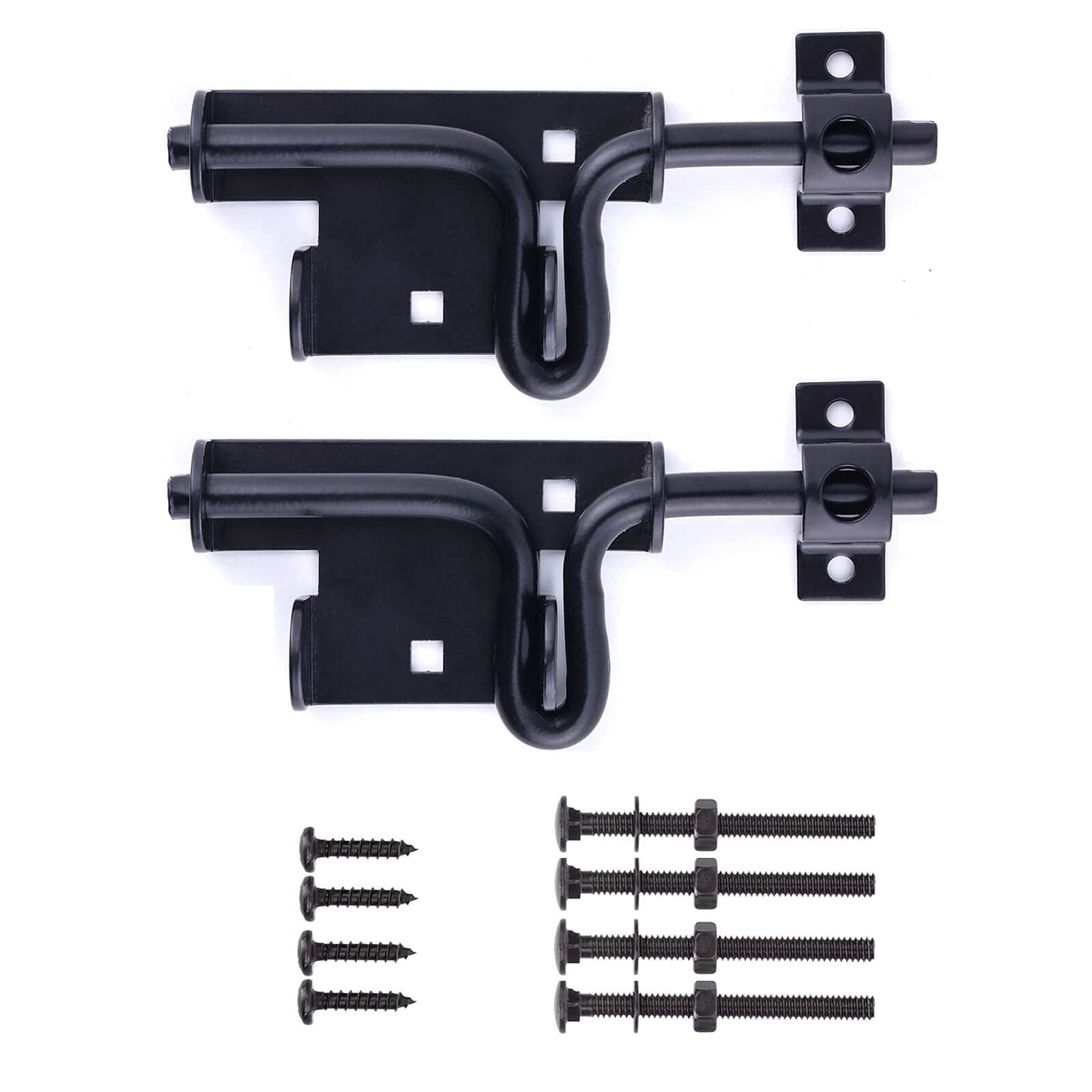 2 Pack Heavy Duty Sliding Bolt Gate Latch - Black Reinforced Metal Door Lock with Padlock Hole for Wooden Fence, Shed, Yard & Barn Doors | Secure Indoor & Outdoor Use for Homes, Farms & Storage Areas
