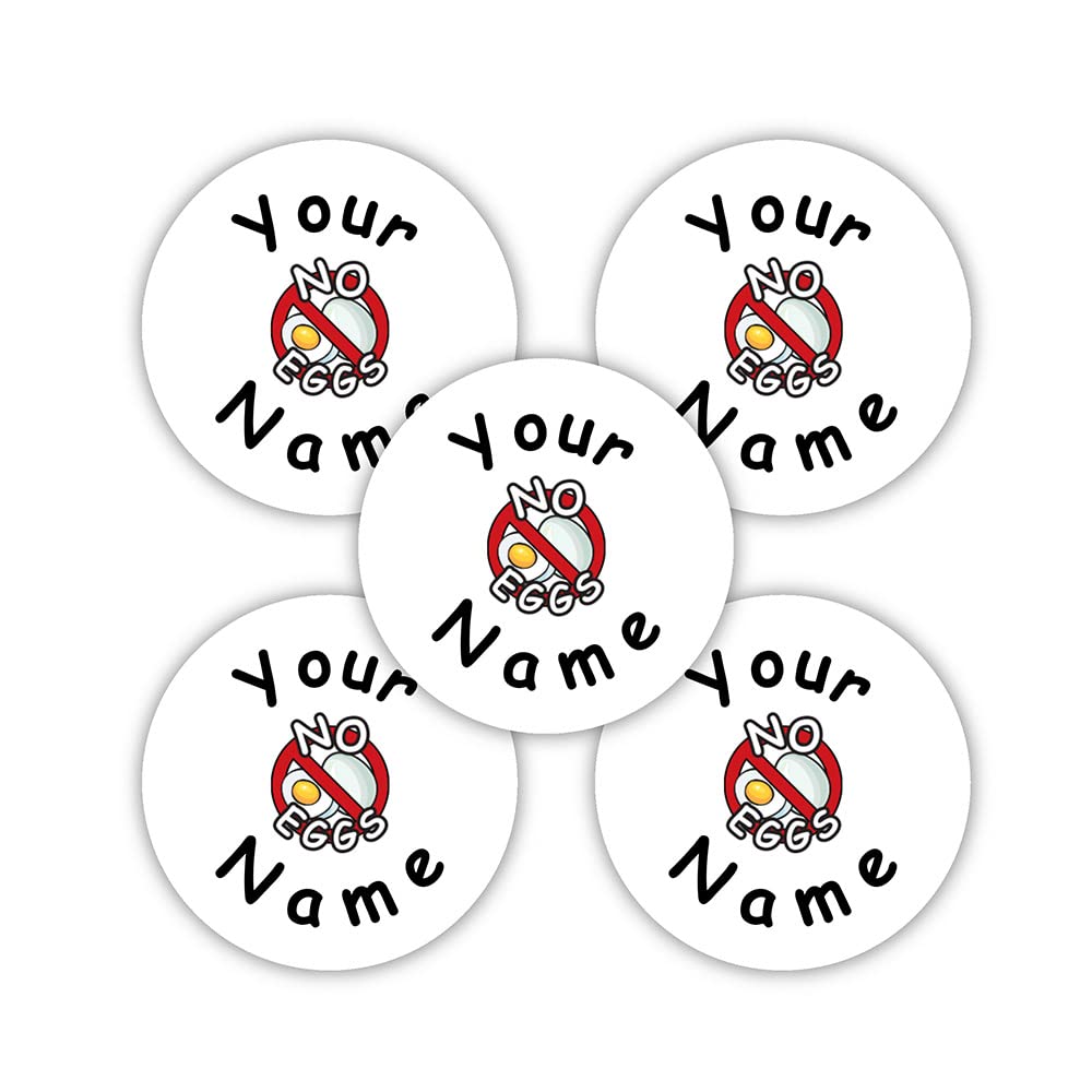 30 Pack Personalized Waterproof Name Labels - Customizable No Eggs Design - Dishwasher & Microwave Safe - Perfect for School Supplies, Daycare Items & Camping Gear Organization