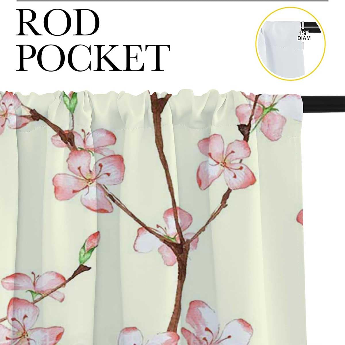 WHYATT Pink Cherry Blossom Blackout Curtains for Nursery - 110