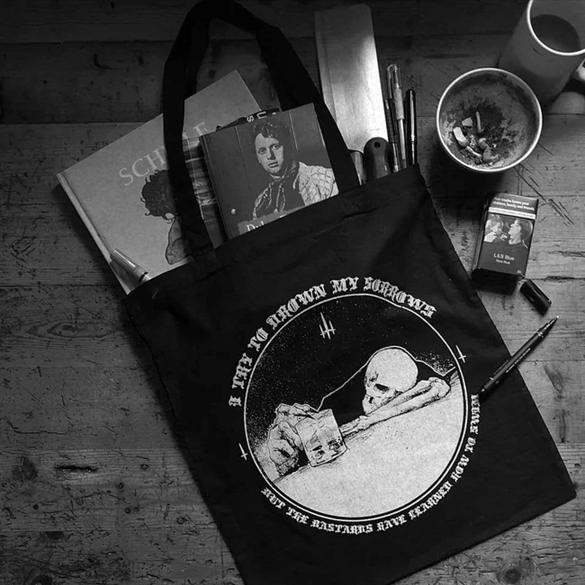 Godmachine 'I Tried to Drown My Sorrows' Cotton Tote Bag - Durable Everyday Carry Bag for Shopping, Beach, Work & College