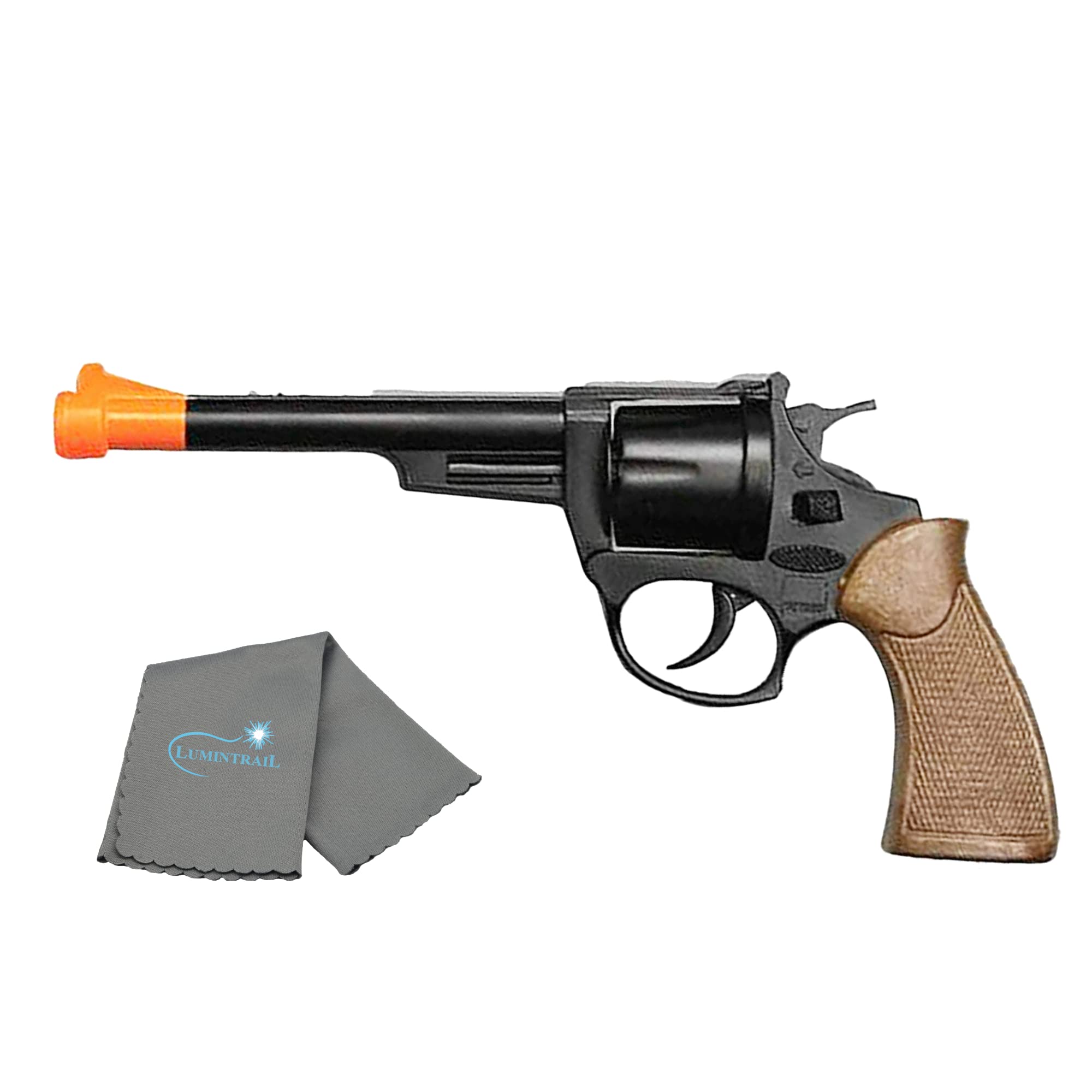 Parris Toy 8-Shot Cap Gun - Realistic Toy Pistol with Glow-in-the-Dark Trail & Cleaning Cloth | Western Cowboy Dress-Up, Halloween Costume, Movie Prop, Kids Pretend Play