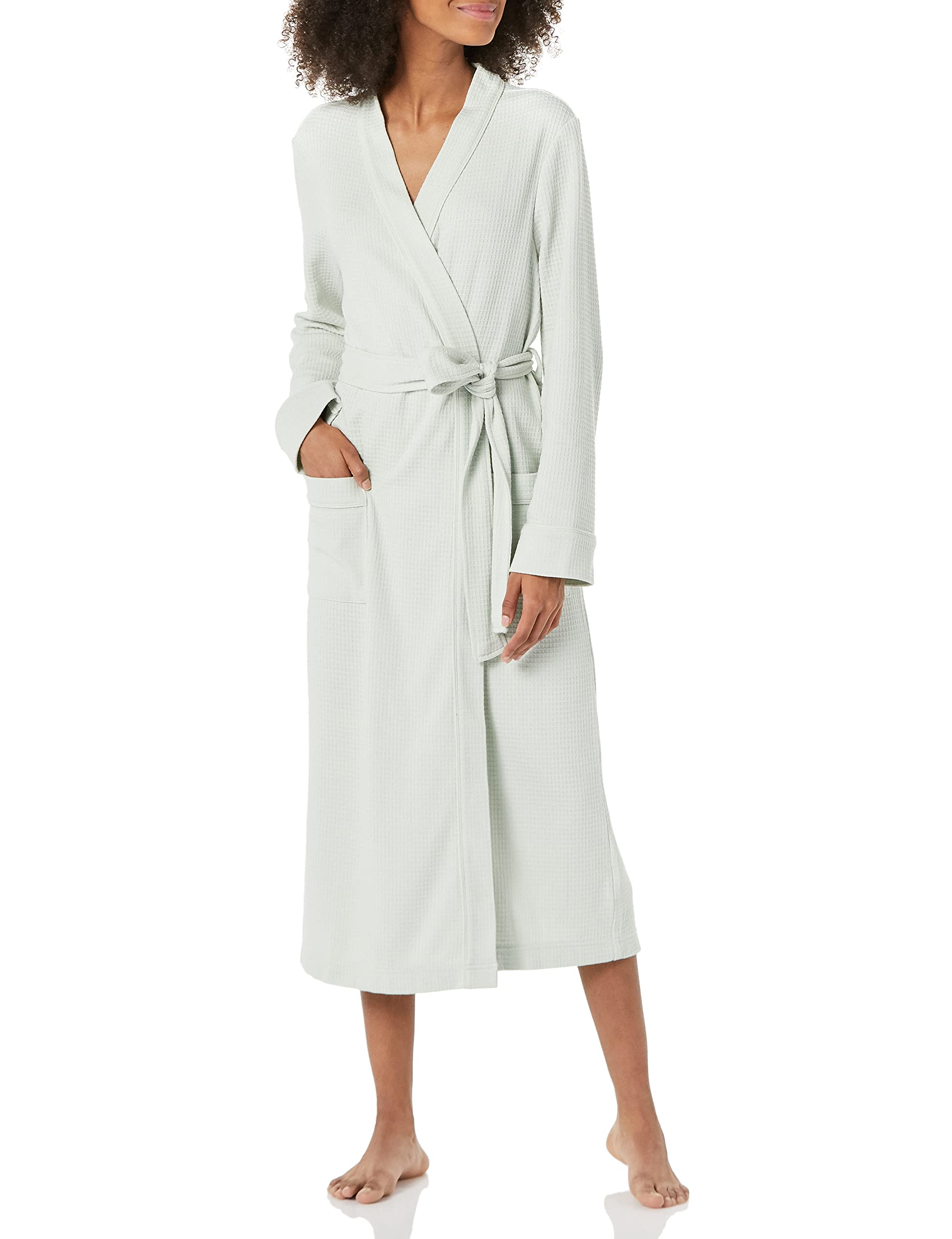 Amazon Essentials Women's Lightweight Waffle Full-Length Robe - Plus Size Options - Soft & Comfortable Bathrobe for Relaxation at Home, Spa Days & Lounging