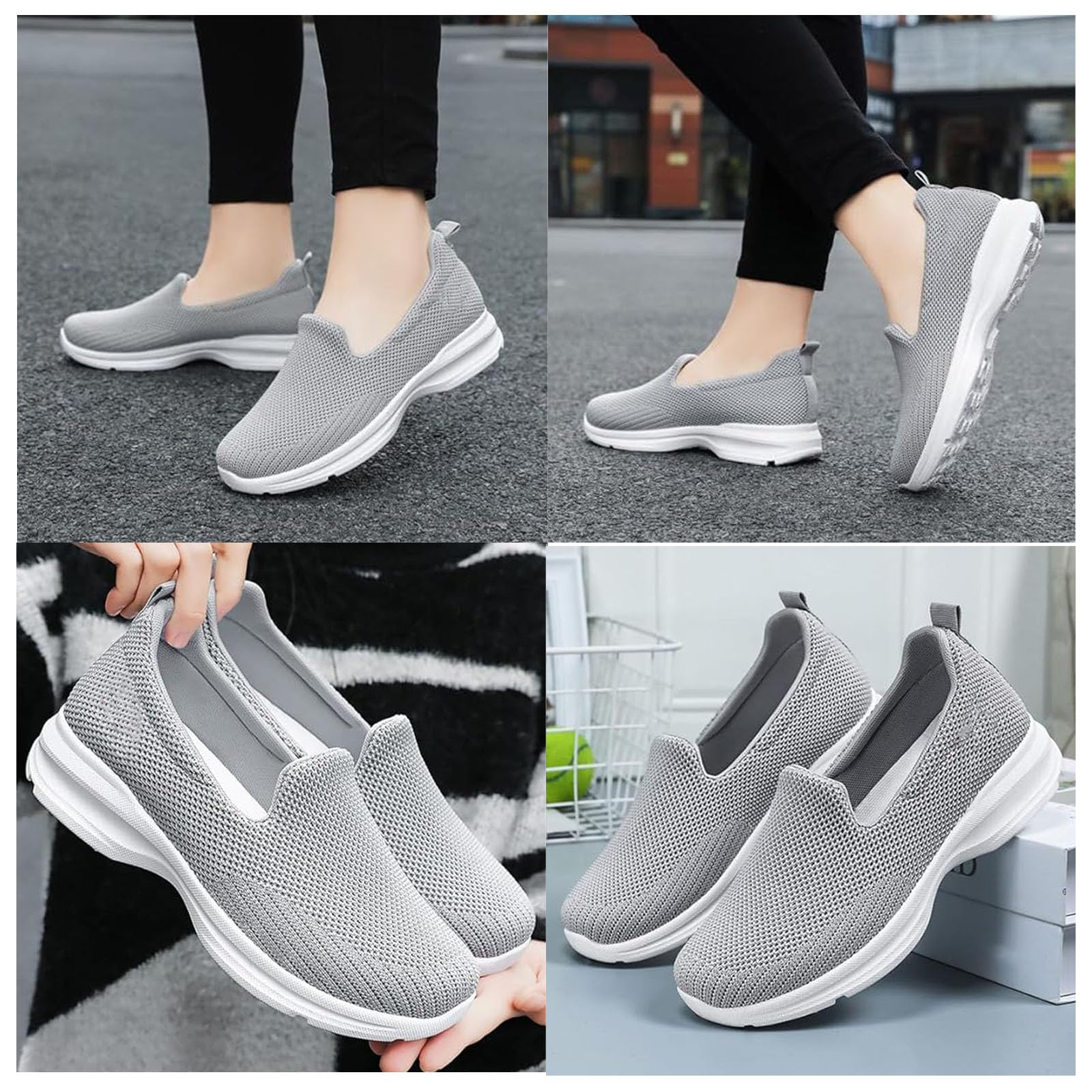 **Women's Orthopedic Sneakers with Arch Support - Slip-On Walking Shoes for Women - Non-Slip Low Top Work Shoes - Breathable Mesh Casual Sneakers for Work, Walking & Everyday Comfort**