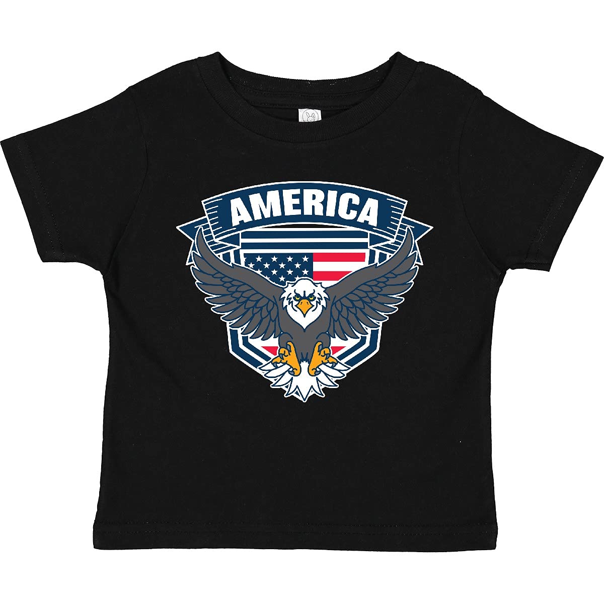 Inktastic Patriotic America with Eagle Shield and Banner Toddler T-Shirt - Cute Kids' Graphic Tee for 4th of July, Memorial Day & Independence Day Celebrations