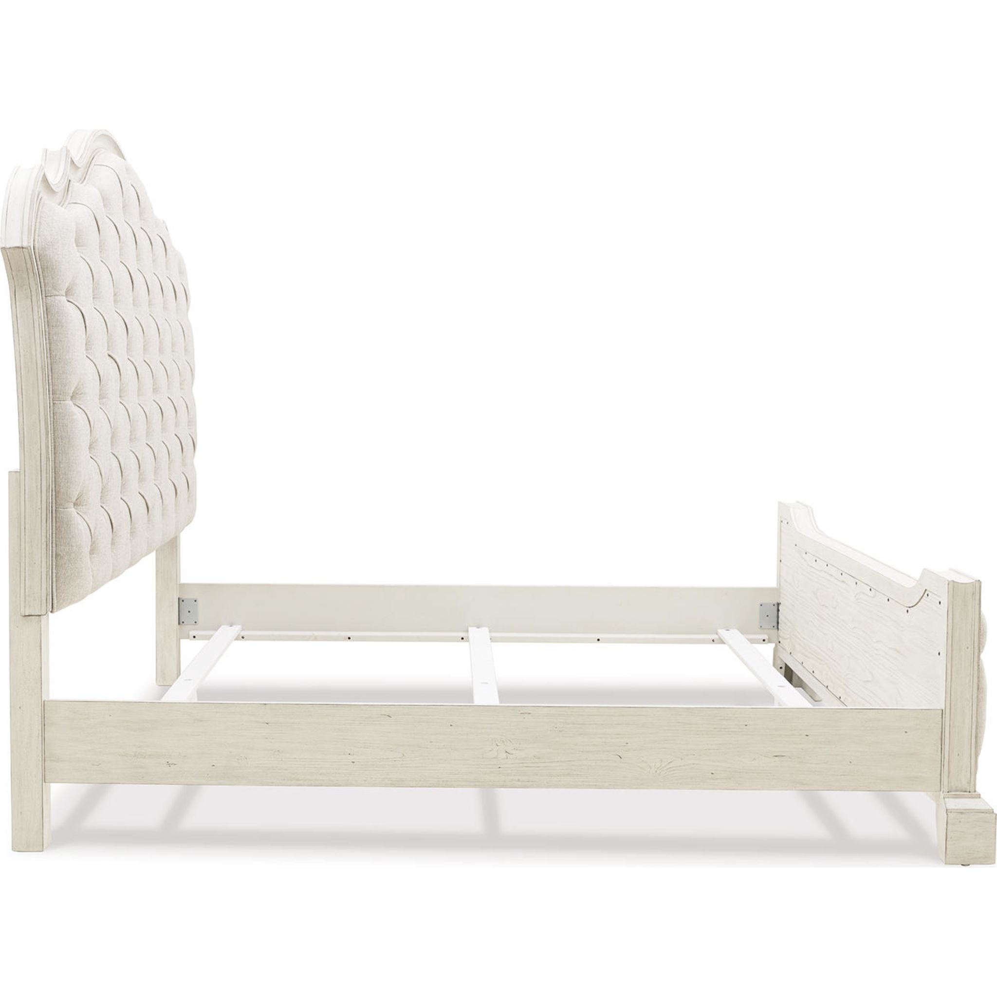 Arlendyne Upholstered Queen Bed Frame with Button Tufted Headboard - Antique White Finish for Luxurious Bedroom Decor | Perfect for Master Bedrooms, Guest Rooms & Modern Apartments