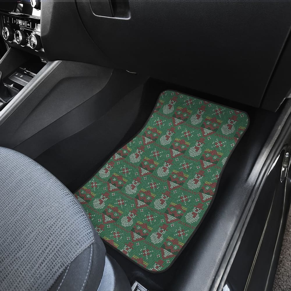 Premium Green Ugly Christmas Snowman Car Floor Mats - Waterproof & Durable for Holiday Decor - Perfect for Winter Car Accessories & Christmas Gifts