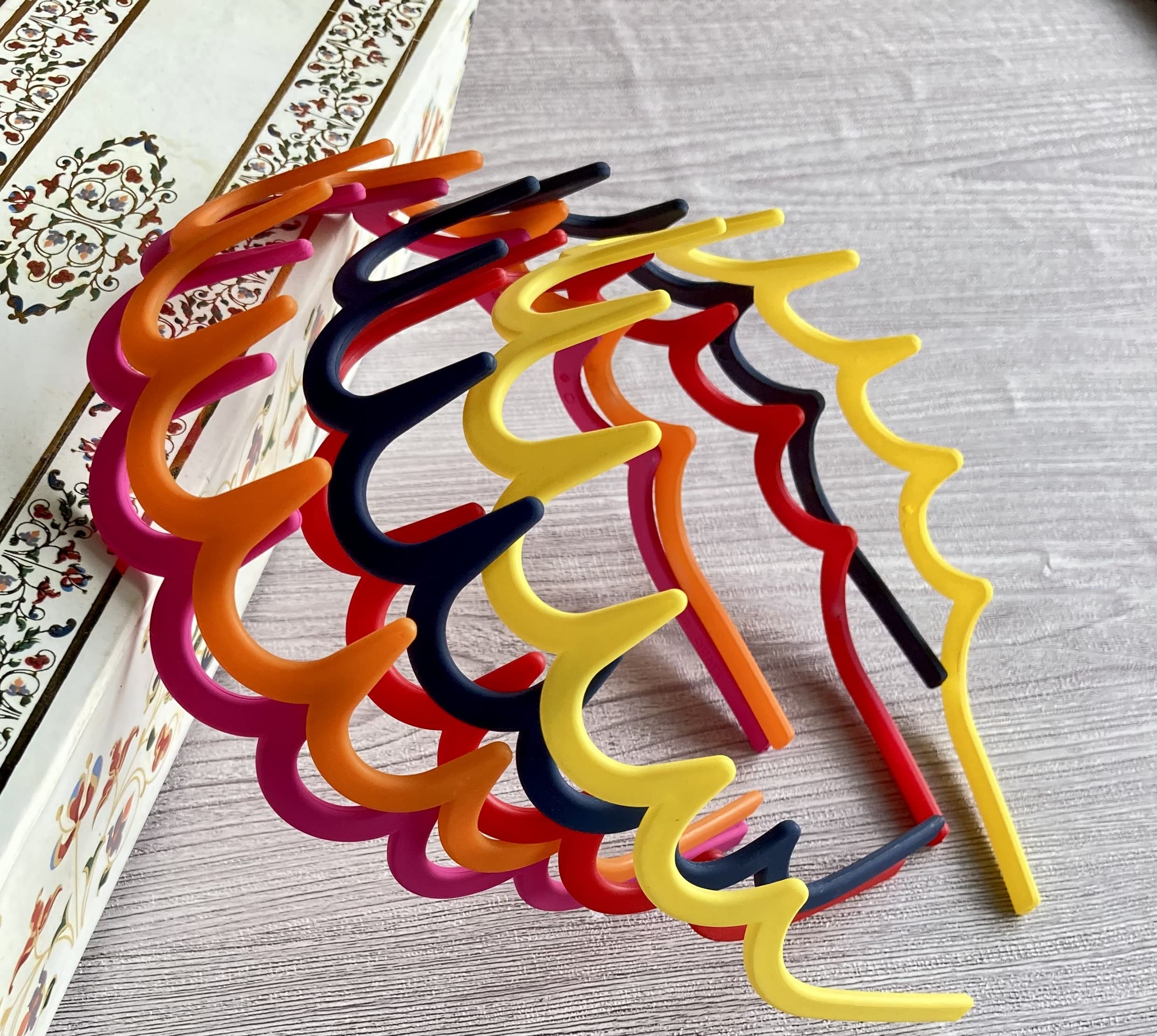 ANNA CREATIONS Matte Multicolor Plastic Hair Clips - Fancy Teeth Comb Hair Bands for Women & Girls (6-Pack) - Perfect for School, Parties & Everyday Styling