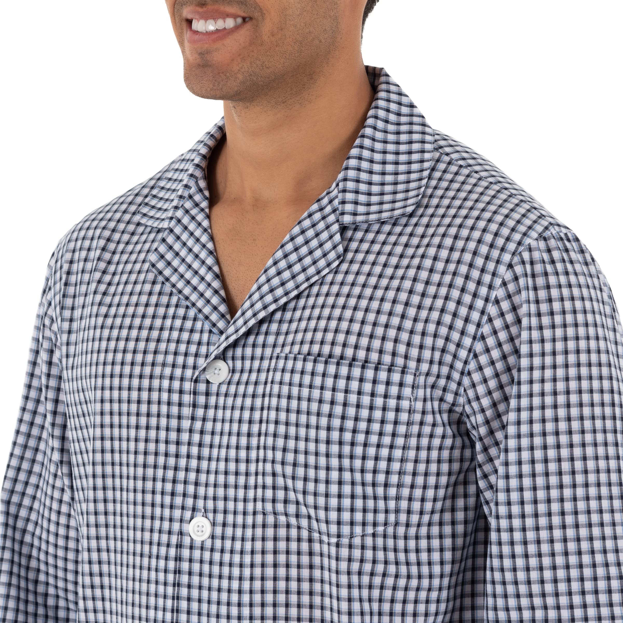 Fruit of the Loom Men's Long Sleeve Broadcloth Pajama Set - Soft & Comfortable Sleepwear for Relaxing at Home or Lounging