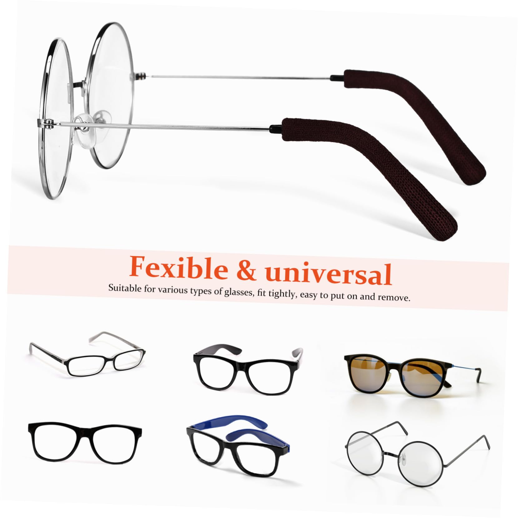 Healvian 12 Pairs Glasses Arm Covers - Soft Ear Pads & Anti-Slip Hooks for Eyeglasses - Comfortable Eyewear Accessories for Reading, Driving & Daily Use