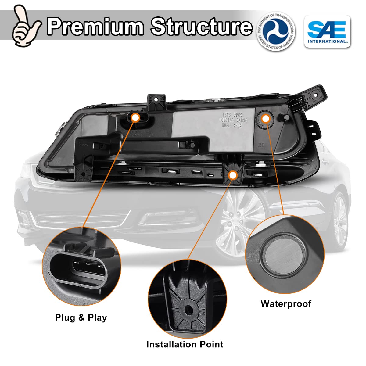 Nixon Offroad LED DRL Fog Light Kit for 2014-2020 Chevy Impala - Clear Lens, Wiring Harness & Universal Switch - Perfect for Night Driving & Off-Road Adventures