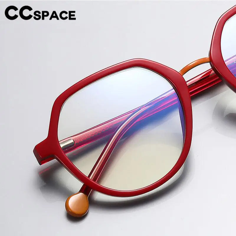CCspace Unisex Full Rim Flat Top Round TR90 Titanium Eyeglasses 57322 - Lightweight & Durable Glasses for Work, Reading & Fashion