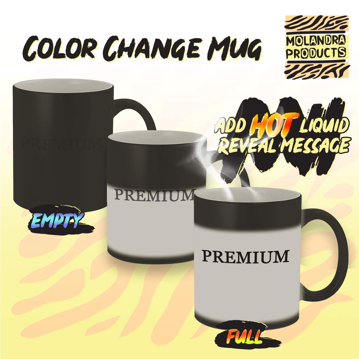 11oz Color Changing Ceramic Mug - Heat Sensitive Coffee Cup Turns Blue When Hot, Perfect for Home, Office & Gifts