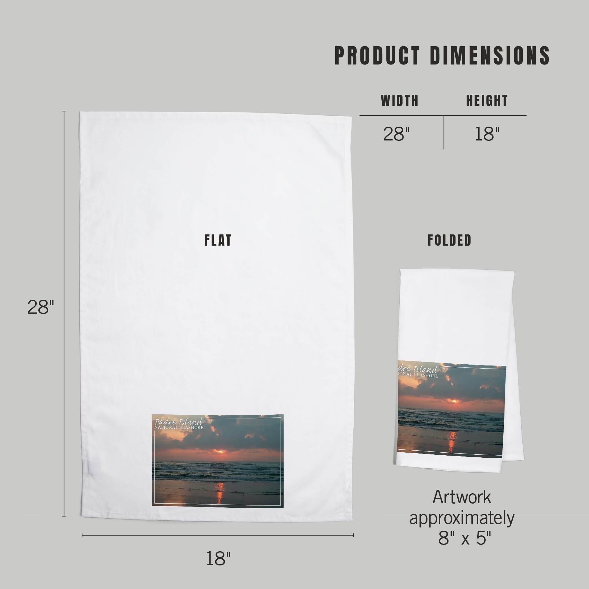 Lantern Press Padre Island National Seashore Dawn Print 100% Cotton Tea Towel - Decorative Kitchen Hand Towel for Home, Dish Drying & Coastal Decor
