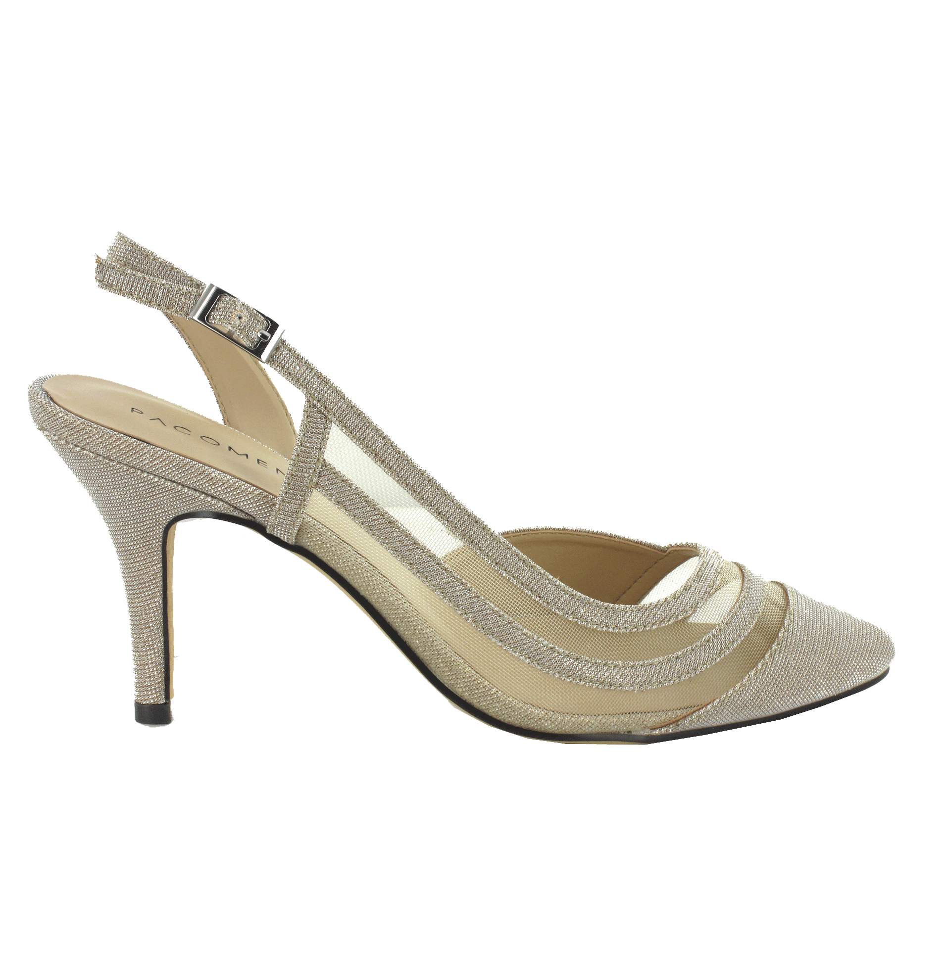 Menbur Gold Shimmer Slingback Heels - Women's Elegant Evening Shoes for Parties, Weddings & Special Occasions
