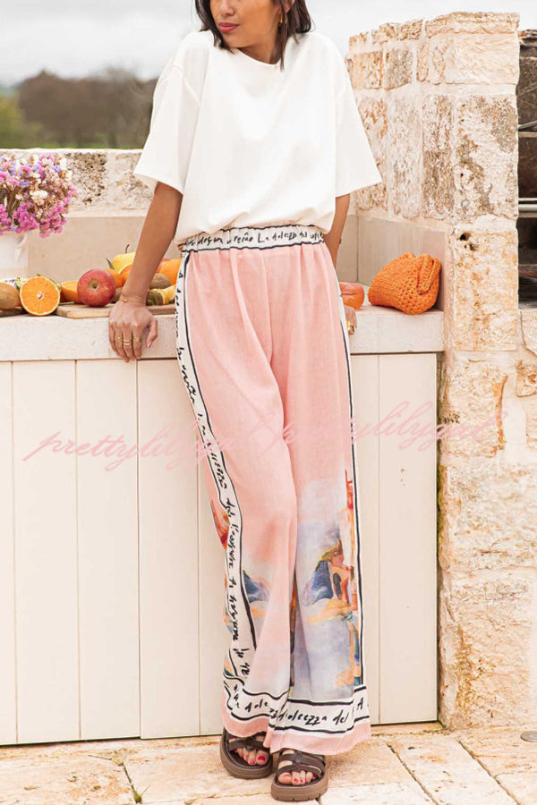 Stylish Printed Elastic Waist Wide Leg Pants for Women - Comfortable Vacation & Casual Wear - Perfect for Beach, Travel, and Everyday Outfits
