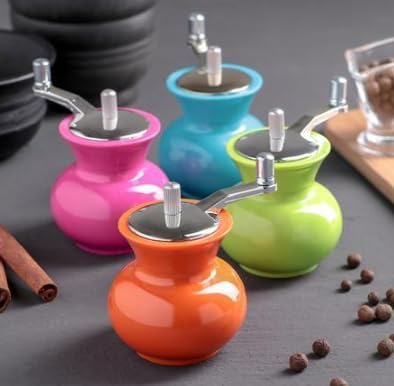 Premium Ceramic Pepper Mill Grinder - Adjustable Coarse to Fine Spice Crusher for Salt, Pepper & Coffee | Durable Kitchen Tool for Cooking, Baking & Gourmet Meals (1pc)