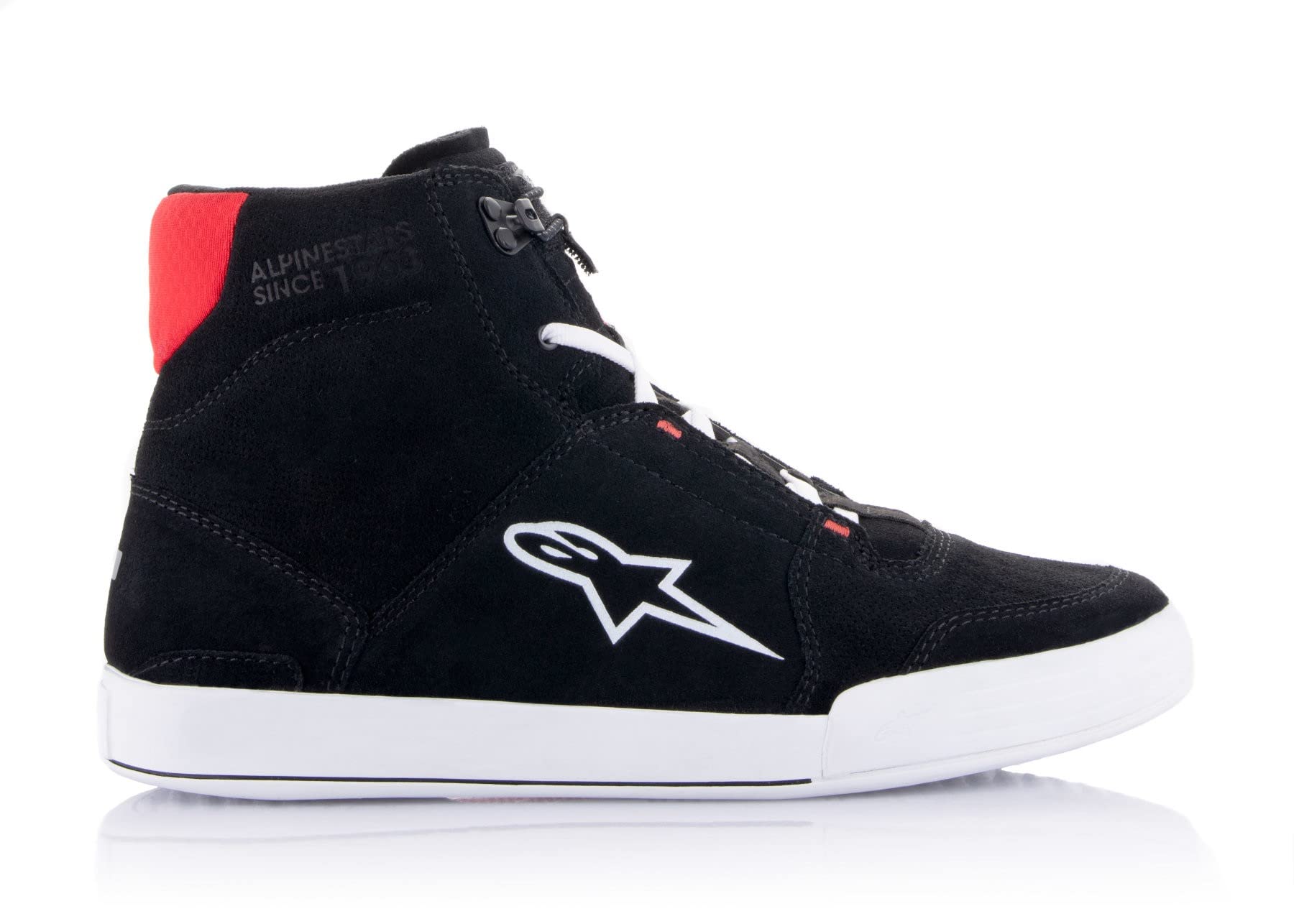 Alpinestars Chrome Men's Motorcycle Riding Shoes - Black/White/Bright Red - Size 10.5 USA - Durable & Comfortable for Street Riding & Cruising