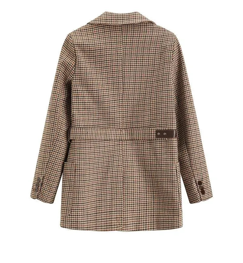 Vintage Houndstooth Plaid Blazer for Women | Classic Checkered Jacket | Office Wear, Business Attire & Formal Occasions
