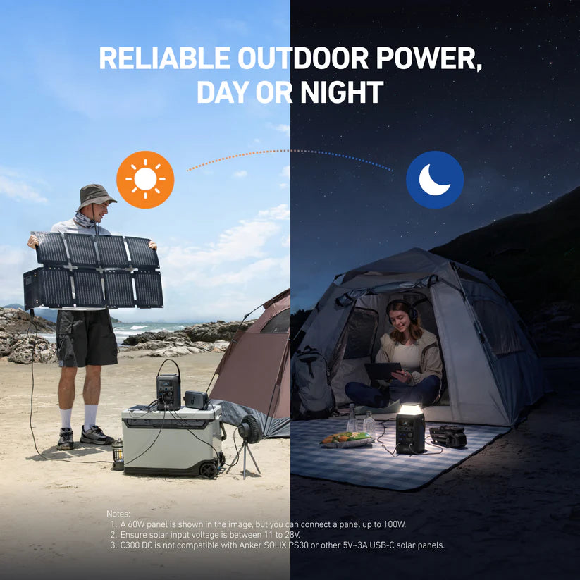 Anker SOLIX C300 288Wh/300W Portable Power Station - 90,000mAh Backup Battery for Camping, RV Trips & Emergency Power Outages