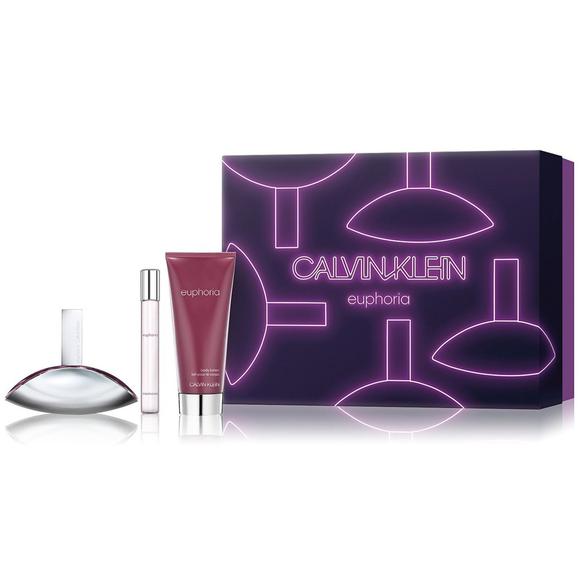 Calvin Klein CK Euphoria Women's Perfume Gift Set - 100ML EDP Spray + 200ML Body Lotion + 10ML Travel Size Mini | Romantic Date Night & Special Occasion Fragrance Set