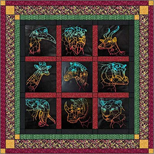 Material Maven Safari Themed Quilt Kit - Pre-Cut Fabric Pieces for Easy Sewing & Finished Embroidery | Perfect for DIY Home Decor, Baby Nursery, and Handmade Gifts