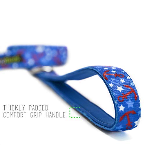 **EcoBark Reflective Dog Leash - Soft Padded Handle, Heavy Duty Training Leash for Small, Medium & Large Dogs - Durable & Comfortable for Walking, Running & Outdoor Adventures (Nautical Blue)**
