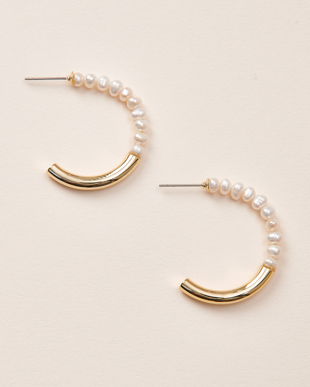 Faye Pearl Hoop Earrings for Women - 14K Gold Plated Dainty Circle Earrings with Freshwater Pearls - Perfect for Wedding, Party & Everyday Wear