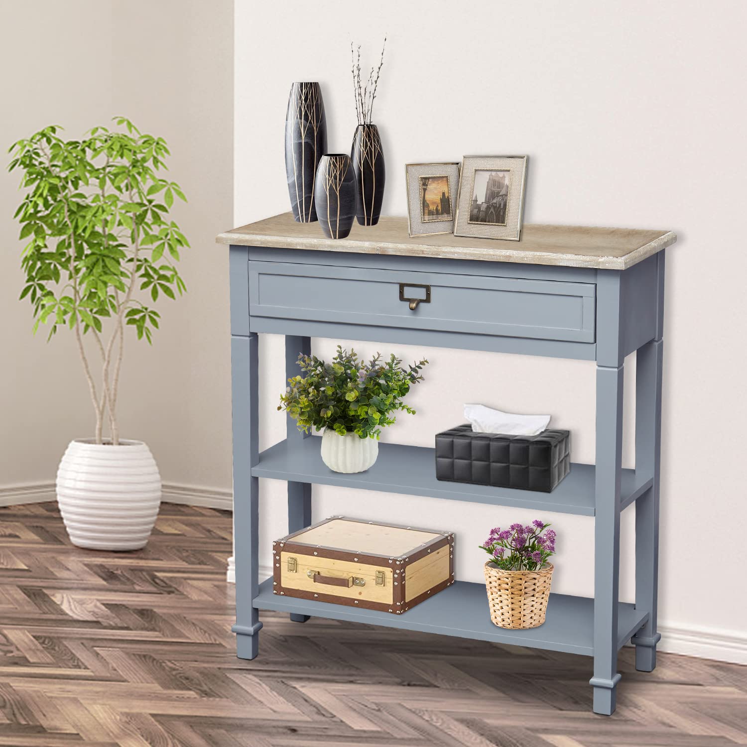 Kinborbaby Narrow Console Table with Storage - Slim Hallway & Entryway Table for Small Spaces | Perfect for Apartments, Living Rooms, and Foyers