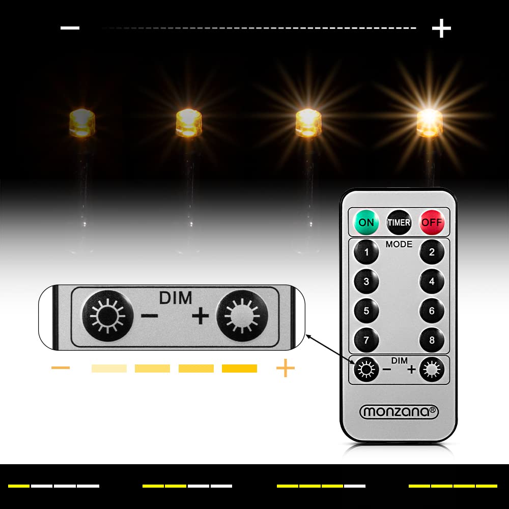 MONZANA® 600 LED String Lights 60m with Remote Control & Timer - 8 Modes, Dimmable, IP44 Waterproof for Indoor/Outdoor Use - Christmas Lights, Party Decor, Garden, Patio, Wedding Warm White Lighting