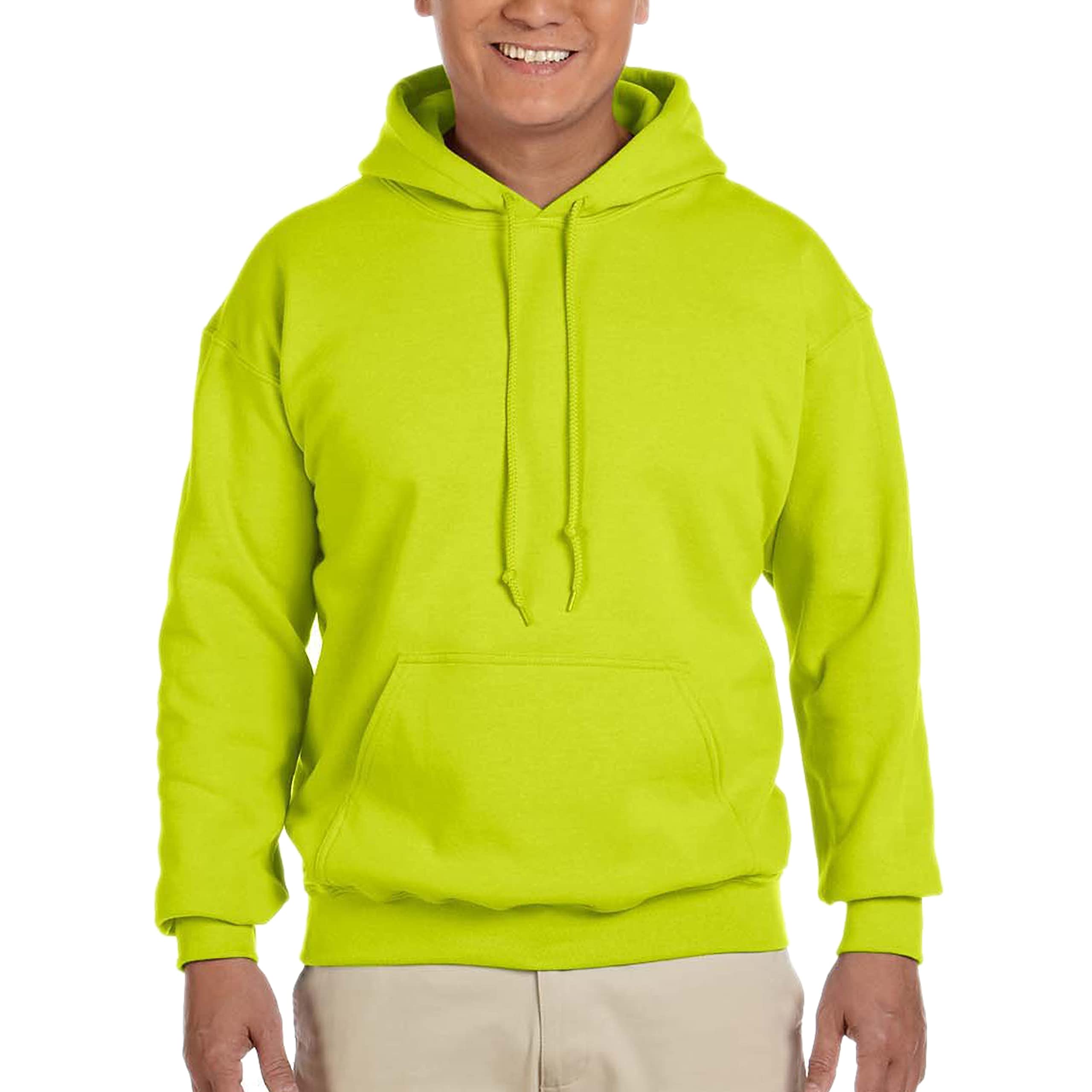 Gildan Men's Heavy Blend Hooded Sweatshirt - Safety Green | Comfortable Cotton Pullover Hoodie for Casual Wear, Work & Outdoor Activities