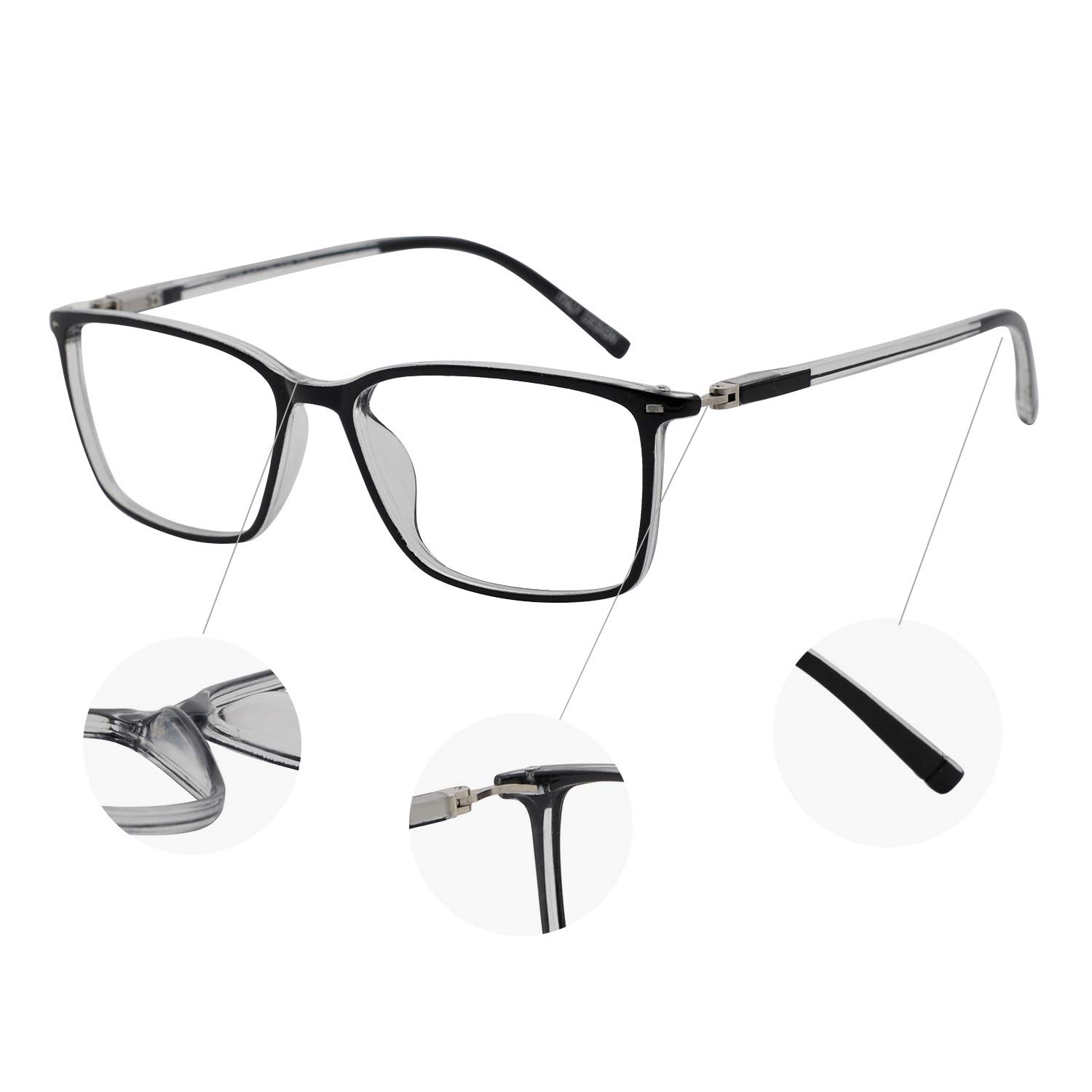 MARE AZZURO Men's Reading Glasses 3.0 Magnification +3.00 Spring Hinge Readers - Stylish Classic Eyewear for Men | Perfect for Reading Books, Working on Computers & Daily Use