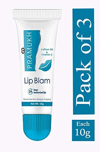 Pramukh Saffron Oil & Vitamin E Lip Balm (10g) - Pack of 3 | Hydrating & Nourishing Lip Care for Dry, Chapped Lips - Perfect for Winter, Travel & Daily Use
