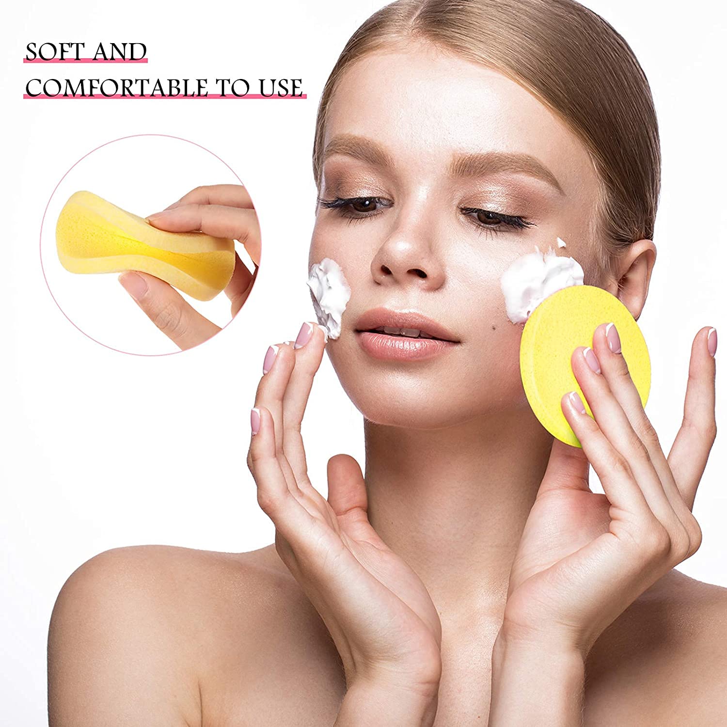 TopFinder® 12-Piece Magic Compressed Makeup Sponge Set with 100 White Artificial Nail Puffs - Reusable Microfiber Beauty Blender for Liquid Foundation, Concealer & Powder | Waterproof Makeup Sponge for Flawless Face & Nail Application | Perfect for Professional Makeup Artists & Home Beauty Routines