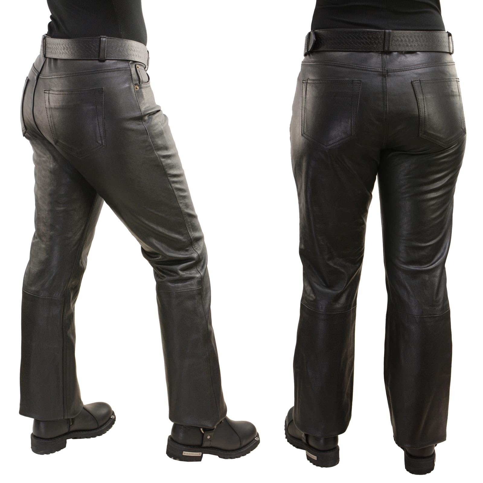 Milwaukee Leather LKL6790 Women's Classic 5 Pocket Black Casual Motorcycle Leather Pants - Perfect for Riding, Biker Events & Everyday Wear